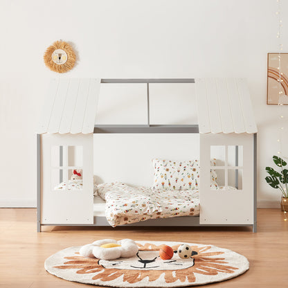 Kinderbed – Kinderbedden – Eenpersoonsbed – Peuterbed – Huisbed – Massief Hout – Semi-Open Design – Geschikt Voor Matras 90x200 cm – Diverse Kleuren