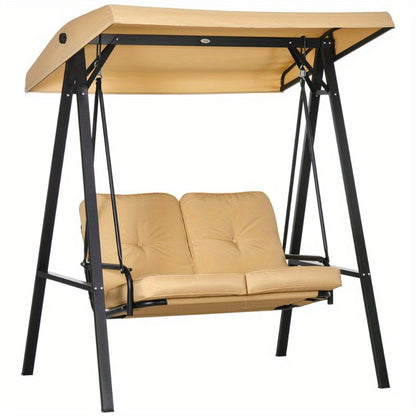 3-Zits Schommelbank – Tuin Schommelbank – Buitenbank – Patio Schommel – Terras Schommelbank – Verstelbaar Zonnedak – Weerbestendig Stalen Frame (138x106x174 cm)