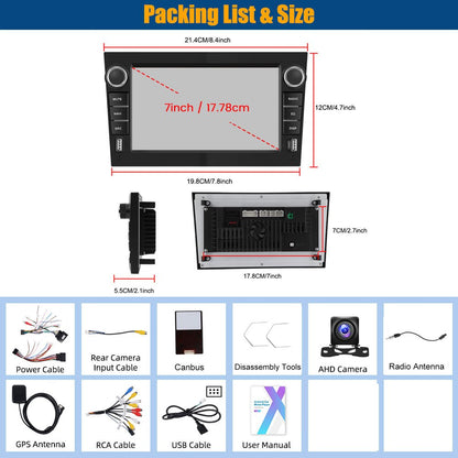7-inch Android 15 Autoradio – Multimedia Speler – Navigatie Systeem – Touchscreen Radio – GPS Navigatie – Draadloos CarPlay & Android Auto – 2GB RAM 64GB Opslag – Achteruitrijcamera Inclusief