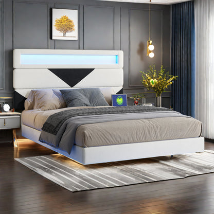 Bedframe – Tweepersoonsbed – Gestoffeerd Bed – Slaapbank – Opbergbed – 160x200 cm – Fluwelen Hoofdbord – LED Verlichting met USB & Type-C Poorten