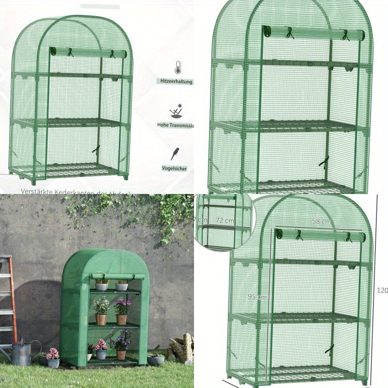 Balkonkas – Kweekkas – Broeikas – Tuinkas – Mini Serre – Metaal Frame – 80x49x120 cm – 3 Ruime Legplanken – Groen