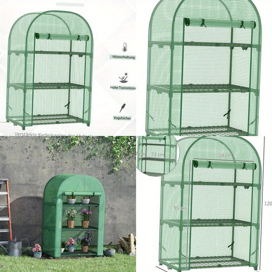 Balkonkas – Kweekkas – Broeikas – Tuinkas – Mini Serre – Metaal Frame – 80x49x120 cm – 3 Ruime Legplanken – Groen