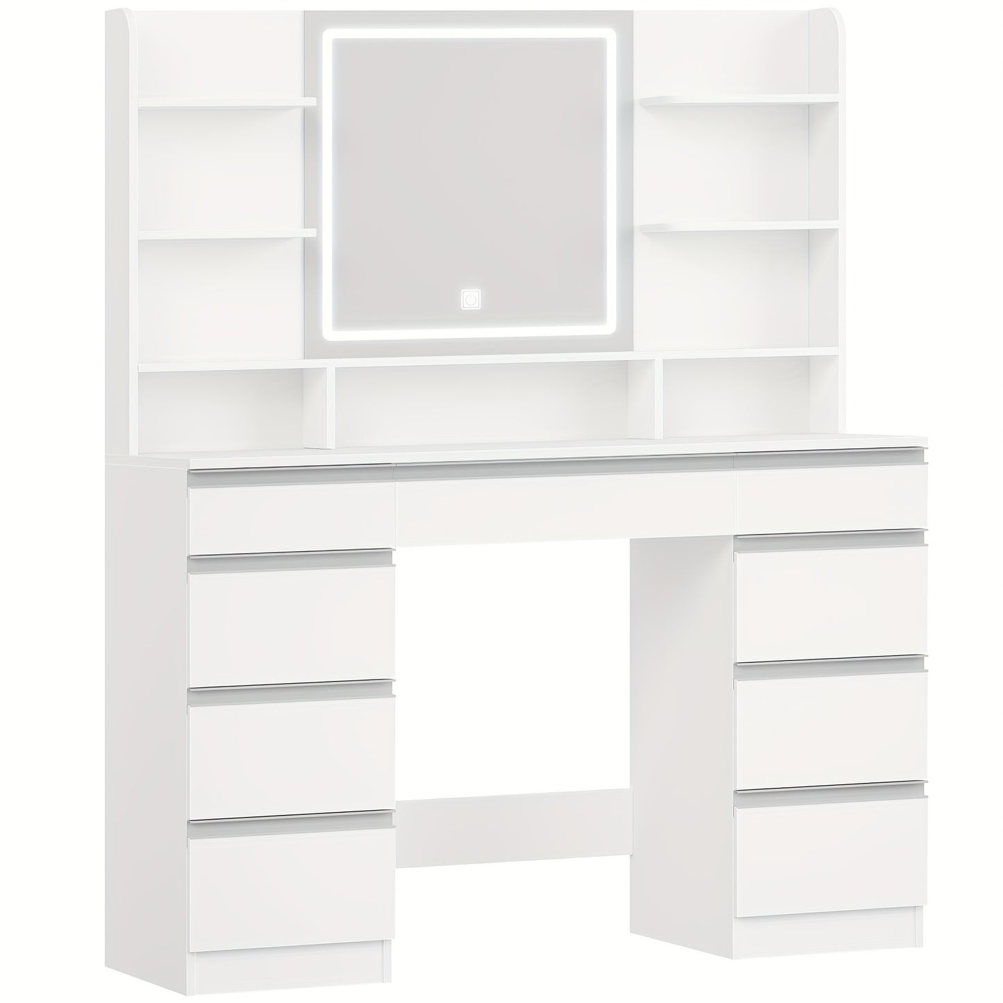 Kaptafel – Make-up Tafel – Cosmetica Tafel – Dressing Table – Opbergmeubel – Groot Formaat – Verstelbare LED Verlichting met 3 Kleuren en Helderheid