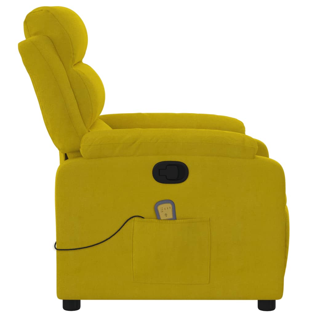 Fauteuil – Relaxstoel – Zetel – Elektrische Stoel – Draaifauteuil – Verstelbaar Tot 135 Graden – Met 6-Punts Massagefunctie – Geel Velvet