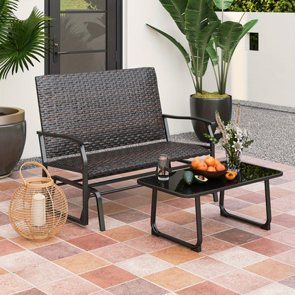 Schommelbank – Tuinschommel – Hangbank – Loungebank – Buitenbank – 2-Persoons Rattan Vlechtwerk – Snel Droog Schuim