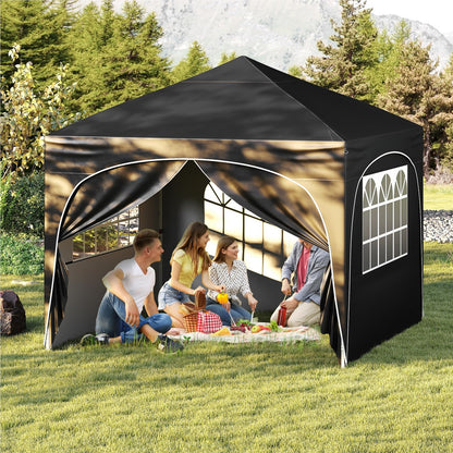 3 x 3 m Vouwpaviljoen – Tuinkamer – Partytent – Overkapping – Paviljoen – 4 Afneembare Zijwanden – UV 50+ Bescherming – Inclusief Zakken, Haringen en Opbergtas (Zwart)