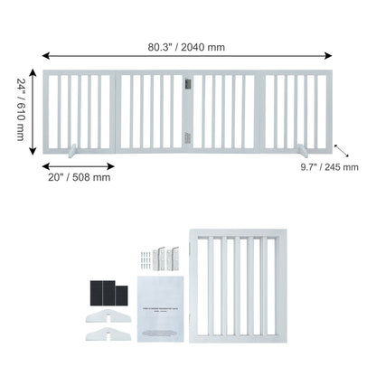 Vrijstaande Hondenbarrière – Houten Hondenhek – Draagbare Pupafscheiding – Uitklapbare Huisdierpoort – Flexibele Huisdiervanger – Massief Hout – Anti-slip Voeten