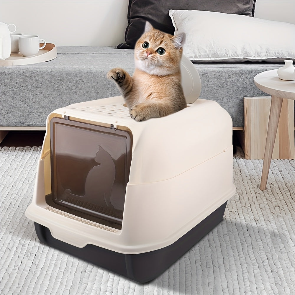 Kattenbak – Kattenbakje – Katten Toilet – Huisdier Toilet – Open Gesloten Design – 36x51x34 cm – Duurzaam PP Materiaal – Vermindert Strooisel Met 40%