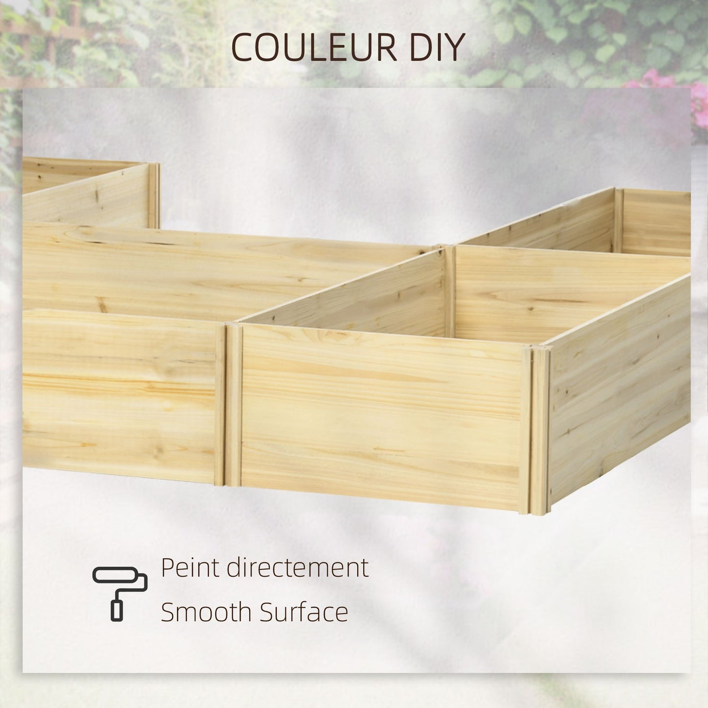 Outsunny Set of 5 Planters Convertible Planters Outdoor Wooden Planter Pre-Oiled, Dim. 230L x 230W x 28H cm Natural Wood