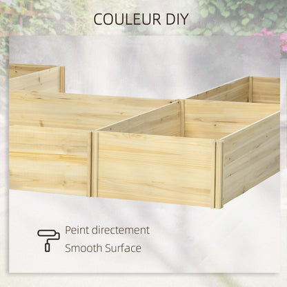 Outsunny Set of 5 Planters Convertible Planters Outdoor Wooden Planter Pre-Oiled, Dim. 230L x 230W x 28H cm Natural Wood