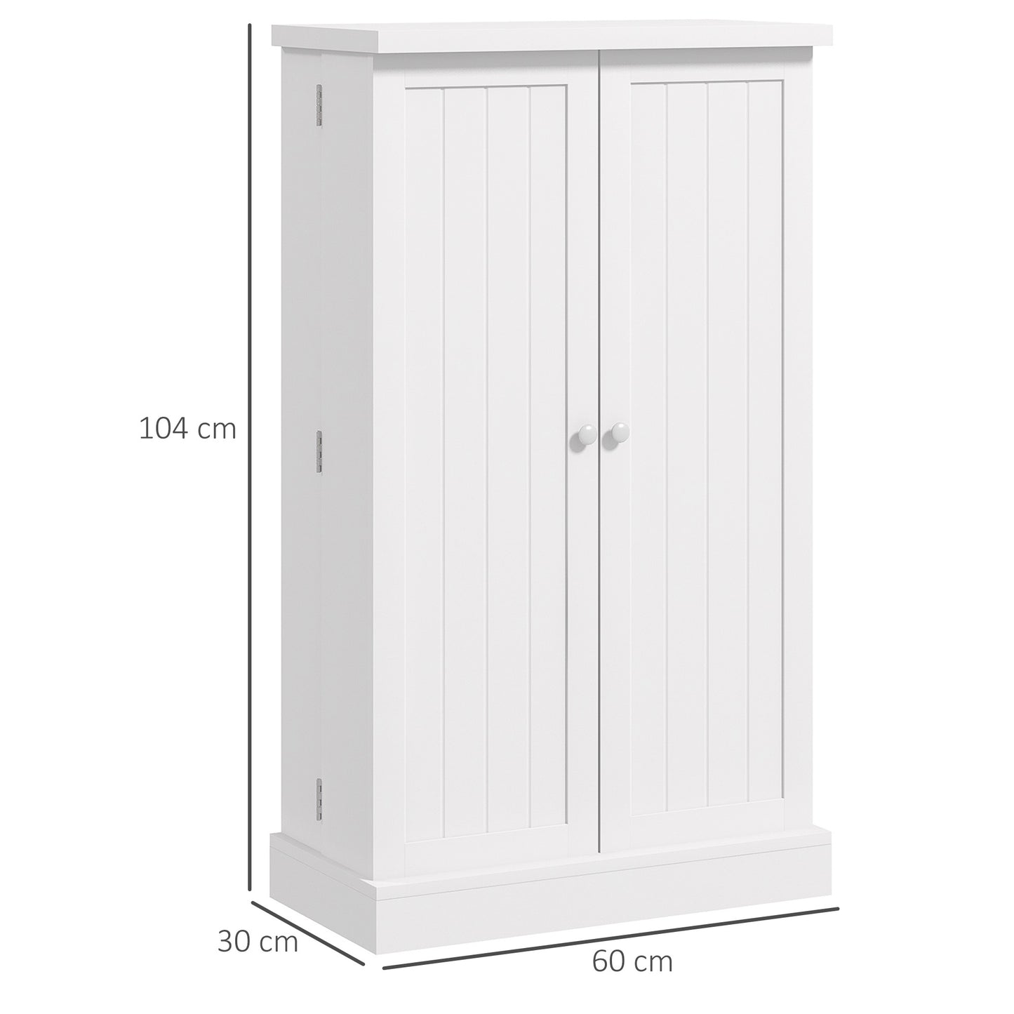 Keukenkast – Keukenkastje – Voorraadkast – Opbergkast – Keukenkast Wit – 60x30x104 cm – Verstelbare Planken & Anti-Kantelriemen