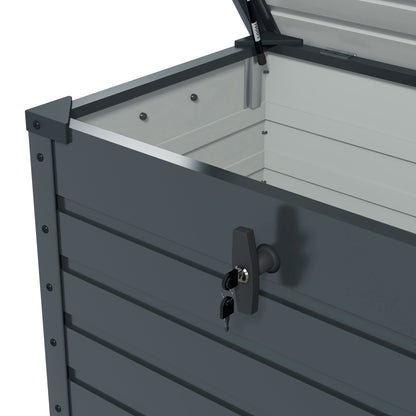 Opbergbox Buiten – Tuinkussenbox – Tuinkist – Tuinopberger – Tuinkistje – Met Handvatten en Wielen – 295 Liter Capaciteit – Gegalvaniseerd Metaal