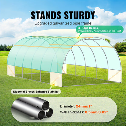 Tunnelkas – Walk-In Kas – Tuinkas – Groeikas – 609.6x304.8x213.36cm - Gegalvaniseerd Staal – 6 Meter Breedte – PE-Folie Cover - Groen