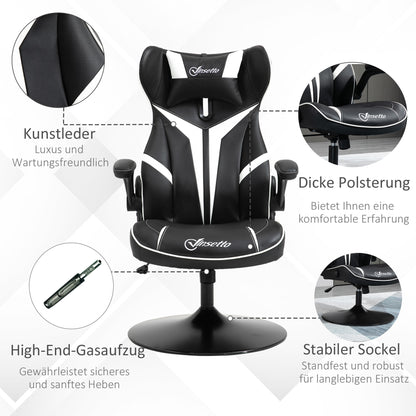 Gamingstoel – Ergonomische Bureaustoel – Gamestoel – Draaistoel – Comfortstoel – Zwart-Grijs – Verstelbare Hoogte – Kantelfunctie met Vergrendeling