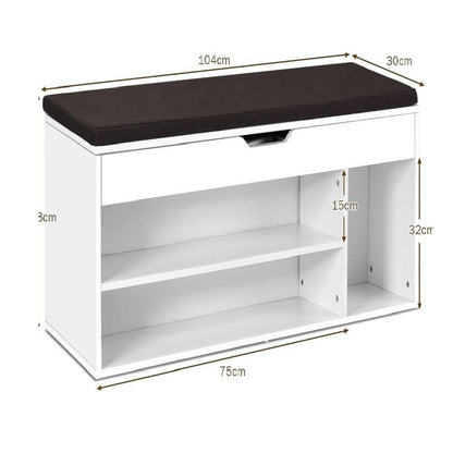Schoenbank – Schoenenrek – Schoenopberger – Schoenenset – Zitbank – Met Comfortabel Ademend Kussen – Houten Stevige Constructie