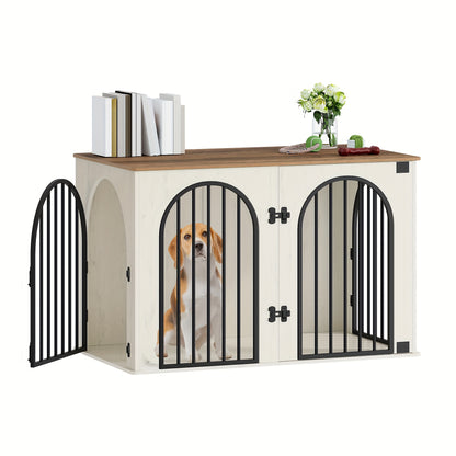 Hondenbench – Bench – Hondenkooi – Hondenhok – Dierenbench – Opvouwbaar – 3 Deuren – Modern Design – 108x64x76 cm – Stevig Spaanplaat & Metaal