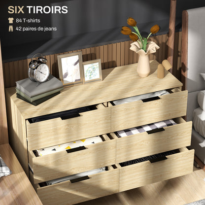Ladekast – Ladenkast – Dressoir – Commode – Opbergkast – 6 Lades – Anti-Kantel Systeem – Houtnerf Design – 110x40x75 cm