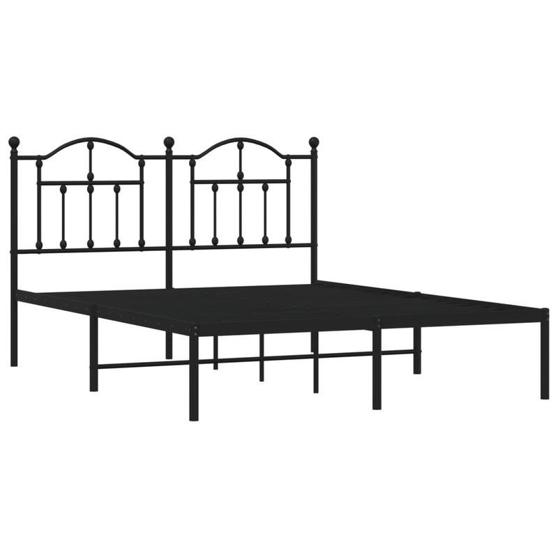 Bedframe – Stalen Bedframe – Metaal Bed – Slaapbank – Bedonderstel – Zwart Hoofdeinde – 140x190 cm – Stevig Metalen Frame