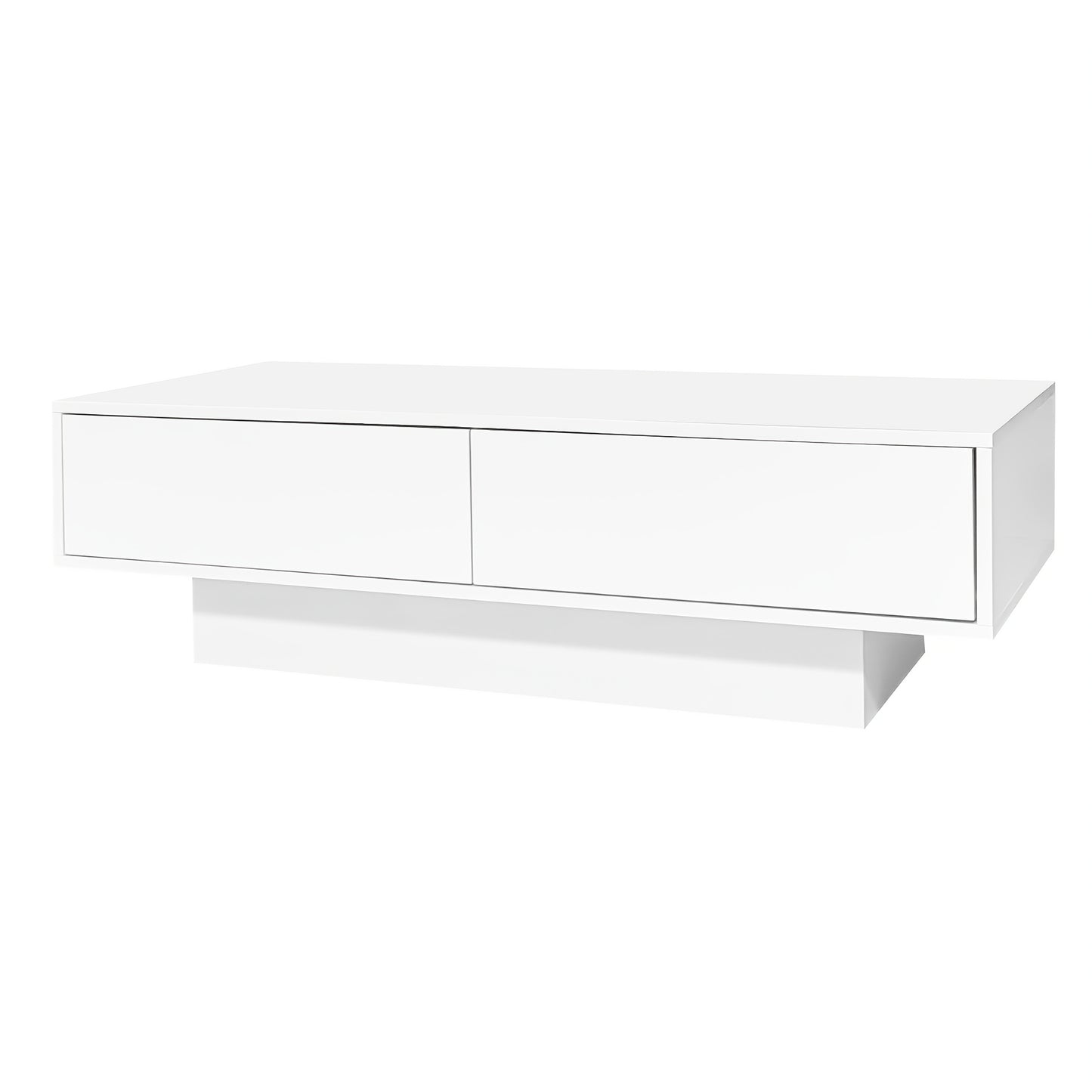 Salontafel – Woonkamertafel – Koffietafel – Bijzettafel – Tafeltje – Hoogglans Wit – 115x55x34 cm – 2 Lade Opbergruimte – Draagvermogen 30 kg