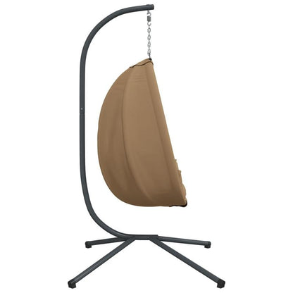 Hangstoel – Hangfauteuil – Hangstoel met Standaard – Tuinstoel – Hangmand – Taupe Kussen – Zwart Stalen Frame – Compact Design – Tot 150 kg Belastbaar