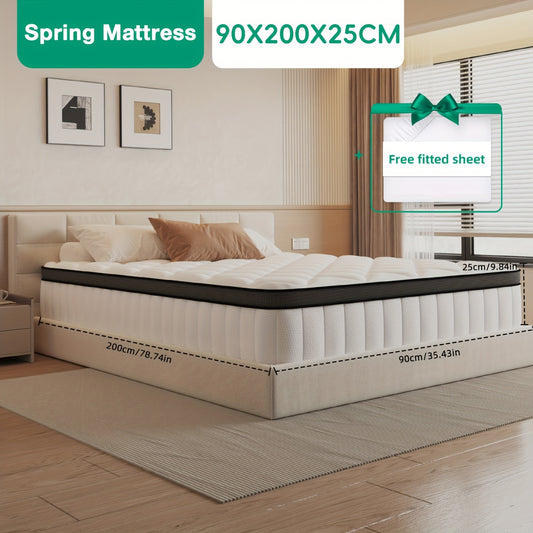 7-Zone Pocketvering Matras – Matrassen – Slaapmatras – Innerspring Matras – Eurotop Matras – 140x200 cm – Ergonomische Volledige Lichaamsondersteuning – Ademend en Stil Met Pocketvering