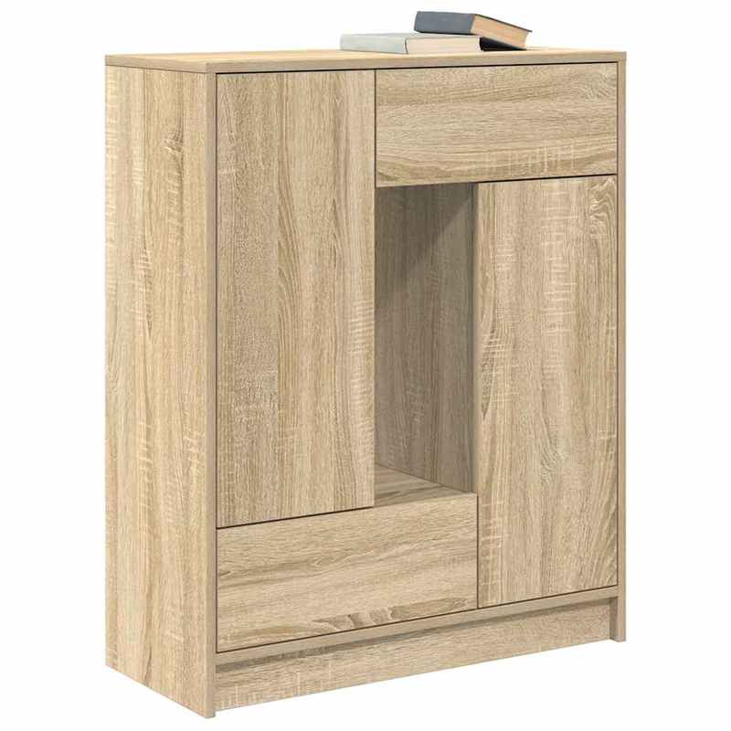 Dressoir – Kast – Opbergkast – Ladekast – Buffetkast – Hardhouten Sonoma Eik – Compact 73x31x90 cm