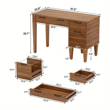 Computertafel – Bureau – Werktafel – Schrijftafel – Home Office Desk – 119,38 cm Breed – 3 Soepele Lades – Stevig Metalen Onderstel – Modern Design