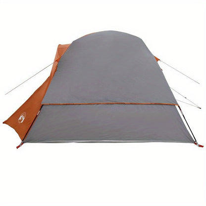 4-persoonstent – Kampeertent – Koepeltent – Iglo Tent – Festival Tent – Waterdicht Polyester – Stevig IJzeren Frame – Magnetische Sluitingen – Makkelijk Op te Zetten – Grijs-Oranje