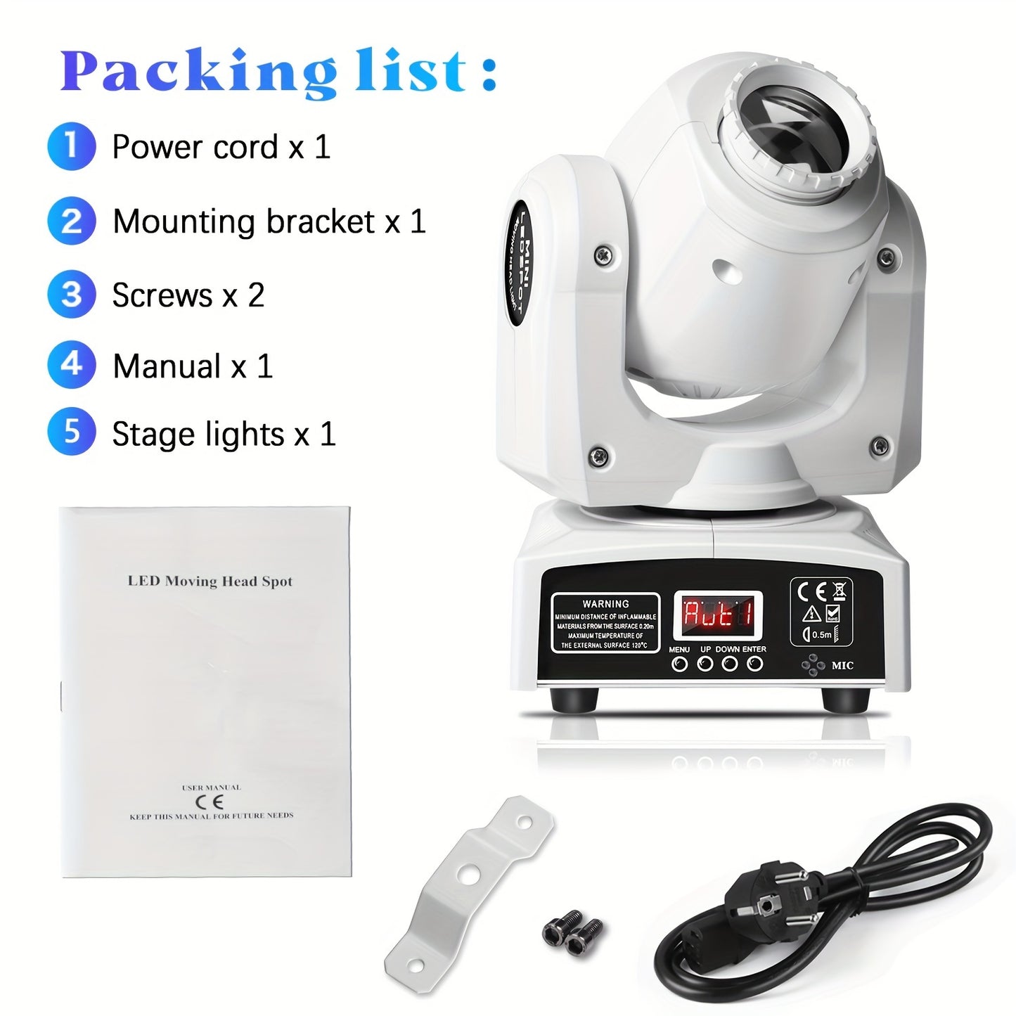 Movinghead Verlichting – LED Moving Head – DJ Licht – Disco Spot – Podiumverlichting – 2x120W RGBW LED – 8 Gobo Patronen – DMX Besturing – Draaibare Kop 540° X-as