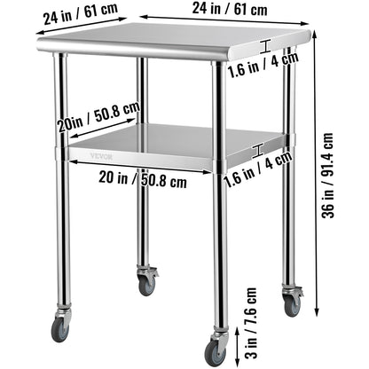 Werktafel – Werkbank – Werkbanktafel – Werkbank Metaal – RVS Werktafel – Roestvrij Staal – Verstelbaar Onderschap – Max. Belastbaarheid 272 kg