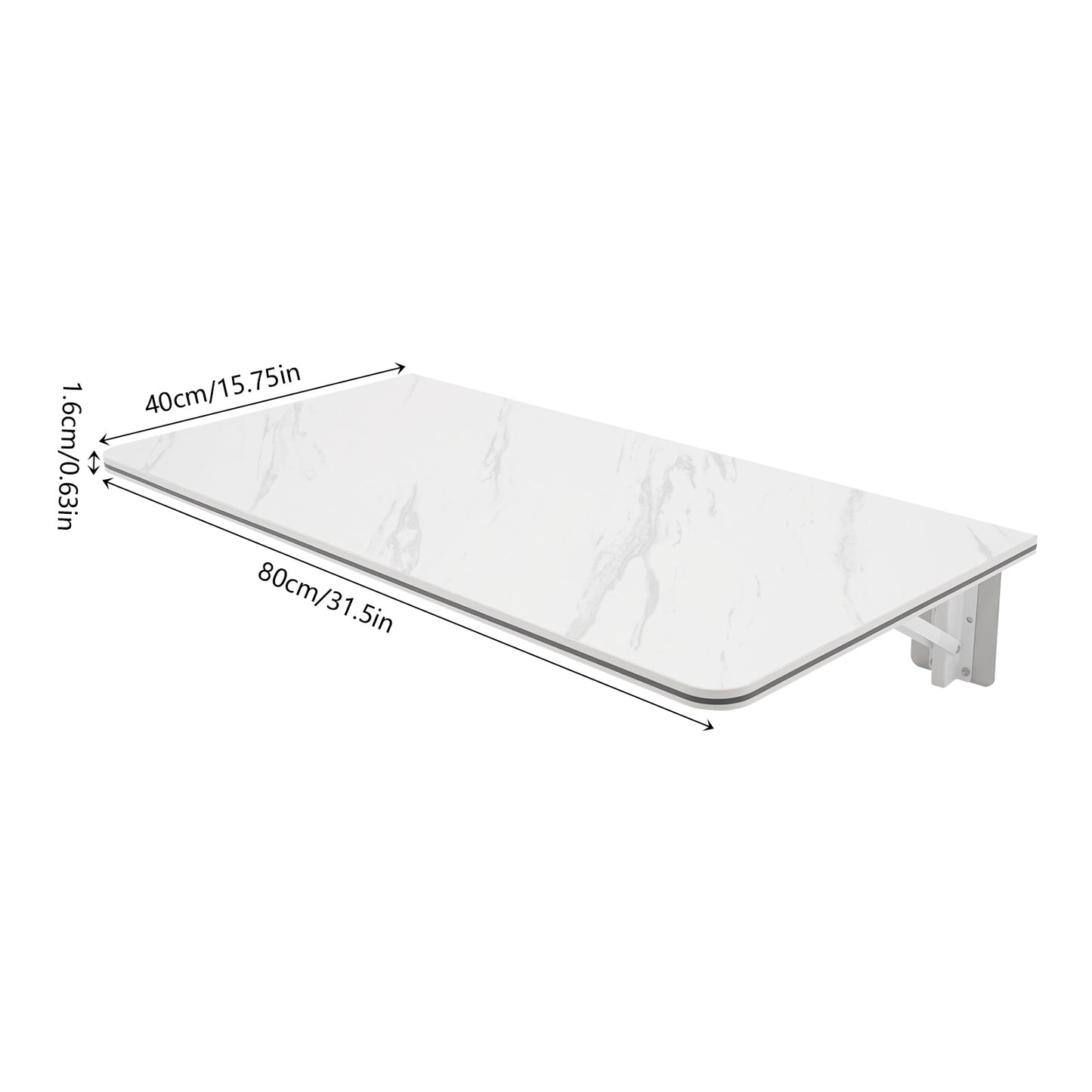 Wandklaptafel – Klaptafel – Muurtafel – Opklapbare Tafel – Ruimtebesparende Tafel – 80x40 cm – Hoogwaardig Wit Hout – Eenvoudige Montage