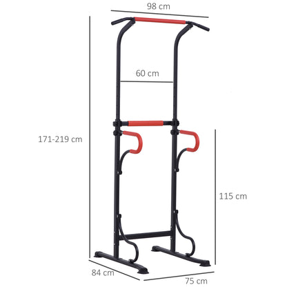 Pull-up Rek – Optrekstang – Fitnessstation – Krachtstation – Home Gym – Verstelbare Hoogte 171-219 cm – Robuust Stalen Frame Zwart/Rood