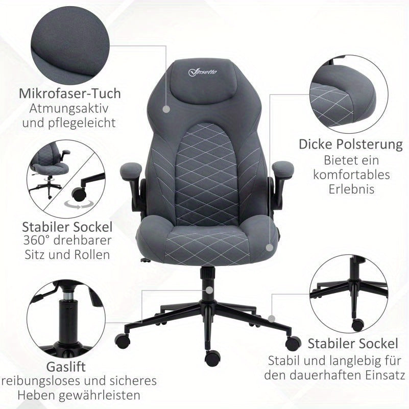 Bureaustoel – Ergonomische Draaistoel – Verstelbare Kantoorstoel – Comfortabele Werkstoel – Moderne Stoel – Lichtgewicht Roestvrij Staal Frame – Zacht Lederen Zitvlak