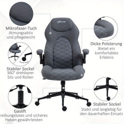Bureaustoel – Ergonomische Draaistoel – Verstelbare Kantoorstoel – Comfortabele Werkstoel – Moderne Stoel – Lichtgewicht Roestvrij Staal Frame – Zacht Lederen Zitvlak