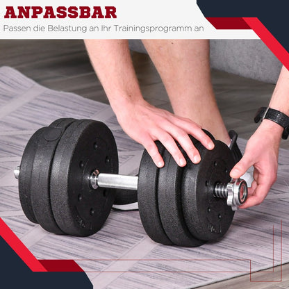 Verstelbare Halterset – Dumbbells – Gewichtsschijven – Krachttraining Set – Fitness Gewichten – Tot 30 kg – Stalen Frame Met PU-Coating