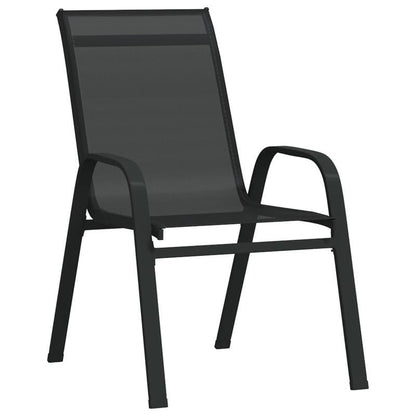 Tuinstoelen – Tuinstoelen – Stapelbare Stoelen – Terrasstoelen – Buitenstoelen – Set van 6 – Grenenhouten Frame – Zwart Textilene Zitvlak