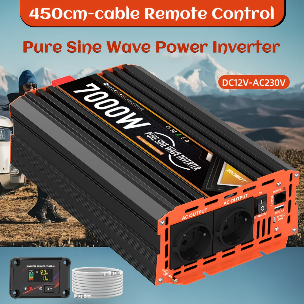 7000W Omvormer – Power Inverter – Stroomomzetter – Spanningsomzetter – Spanningsomvormer – Pure Sinusgolf – Overbelastingsbeveiliging – Aluminium Behuizing