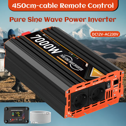 7000W Omvormer – Power Inverter – Stroomomzetter – Spanningsomzetter – Spanningsomvormer – Pure Sinusgolf – Overbelastingsbeveiliging – Aluminium Behuizing