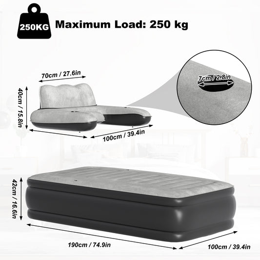 Opblaasbaar Luchtbed – Luchtmatras – Campingmatras – Slaapbed – Opblaasmatras – 190×100×42 cm – Zelfopblazend – Waterdicht PVC