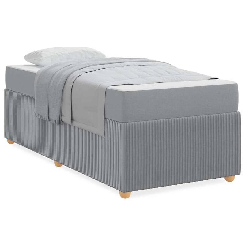 Bedframe – Bed – Tweepersoonsbed – Platformbed – Opbergbed – Lichtgrijs – Met Matras – 90x200 cm – Gestoffeerd Met Corduroy – Ruime Opbergruimte Onderbed