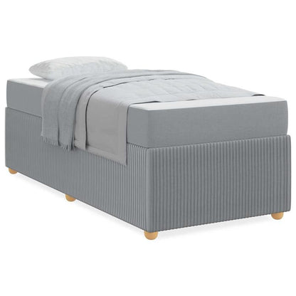 Bedframe – Bed – Tweepersoonsbed – Platformbed – Opbergbed – Lichtgrijs – Met Matras – 90x200 cm – Gestoffeerd Met Corduroy – Ruime Opbergruimte Onderbed