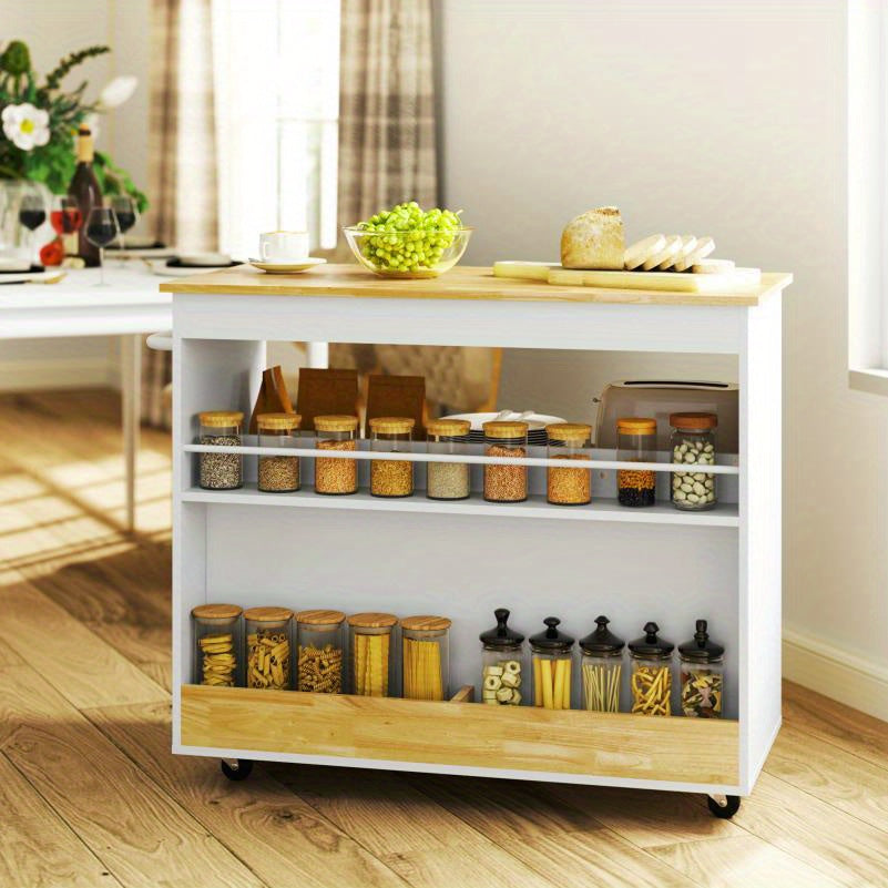 Keukentrolley – Keukenkar – Serveerwagen – Opbergtrolley – Rolwagen – Met laden en zachte deuren – Fiberboard met eikenhoutlook – 107x50x85 cm – Verrijdbaar met zwenkwielen