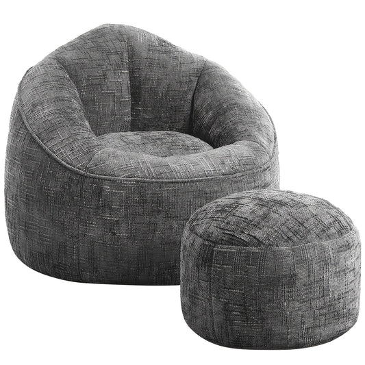 Chenille Fabric Beanbag Chairs And Ottomans, Perfect for Living Rooms, Bedrooms, And Dormitories. Available In Multiple Colors.