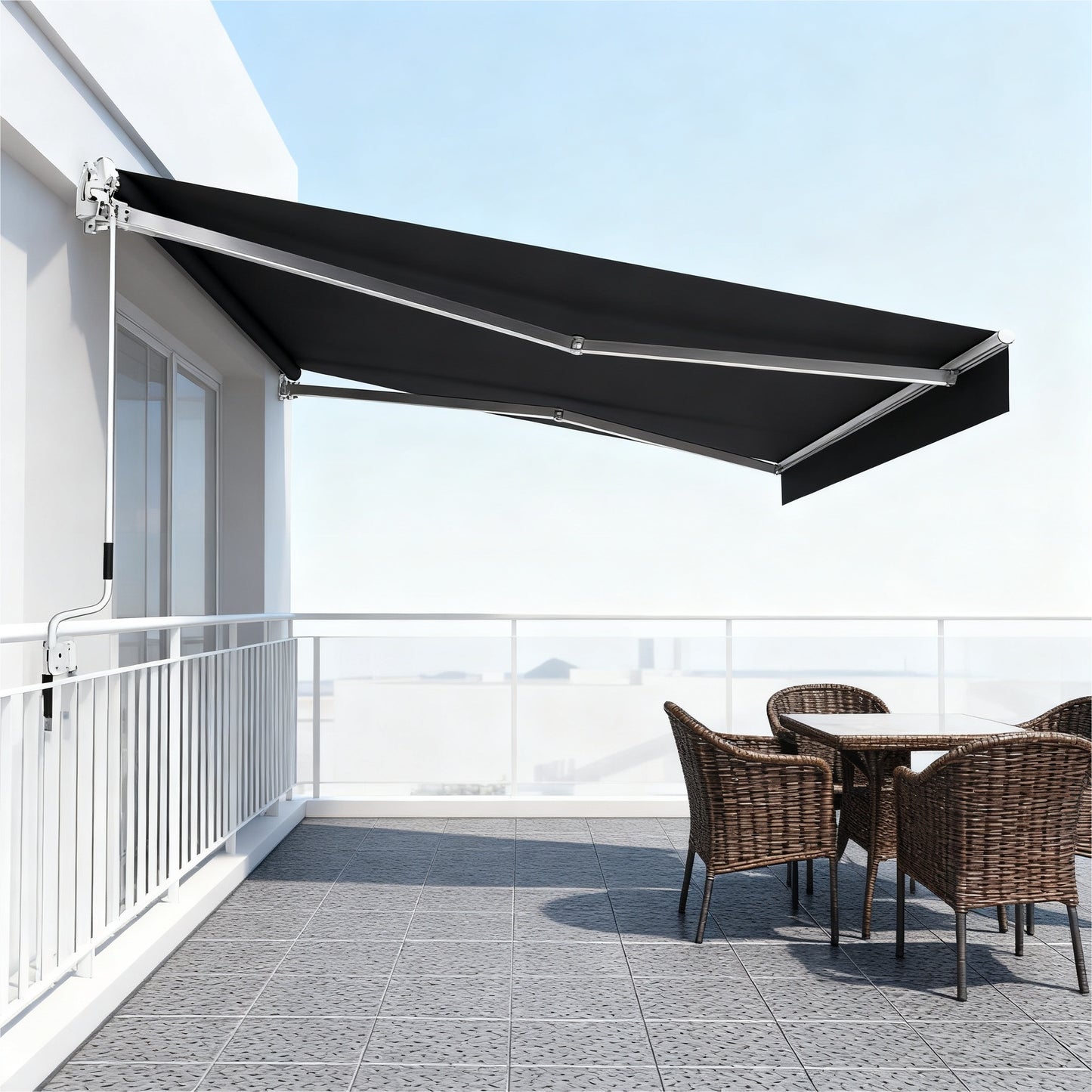 Knikarmzonwering – Zonnescherm – Uitvalscherm – Luifel – Knikluifel – 400x300 cm – Aluminium Frame – Handmatige Bediening – Water- en UV-Bestendig Polyester