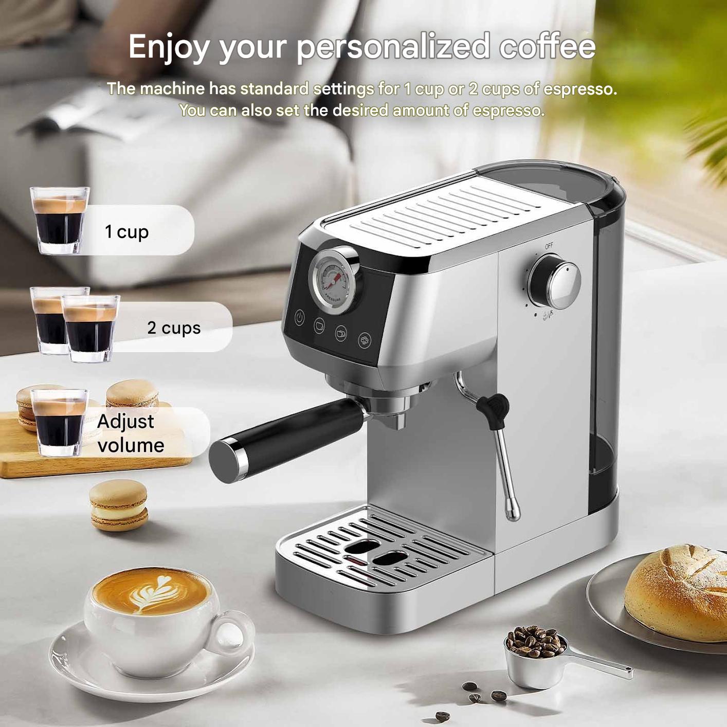 Espressomachine – Koffiezetapparaat – Cappuccinomachines – Melkopschuimer – Barista Machine – 20 Bar Pomp – 1350W Snel Opwarmen