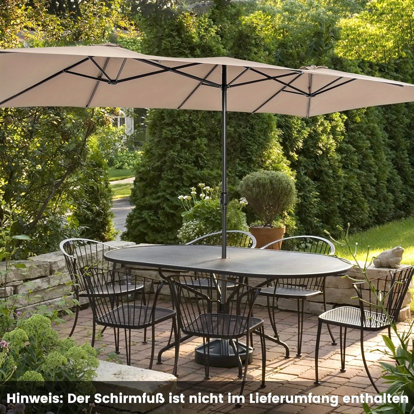 Tuinparasol – Parasol – Terrasparasol – Balkonparasol – Stokparasol – Dubbele Rechthoekige Parasol – UV Bescherming – Windbestendig Met 10 Ribben