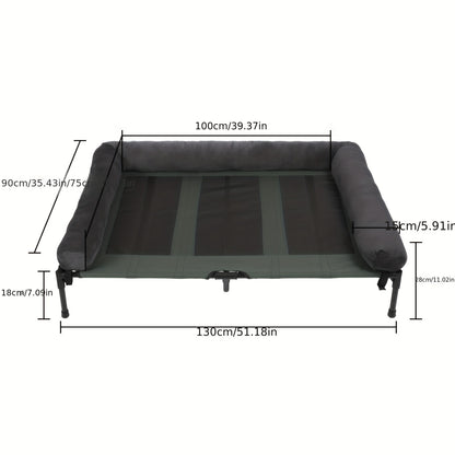 Verhoogd Hondenbed – Hondenkussen – Hondenmat – Huisdier Lounger – Buiten Bed – 2XL – Ademend Mesh – Afneembare Pluche Bolster
