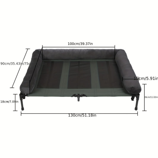 Verhoogd Hondenbed – Hondenkussen – Hondenmat – Huisdier Lounger – Buiten Bed – 2XL – Ademend Mesh – Afneembare Pluche Bolster