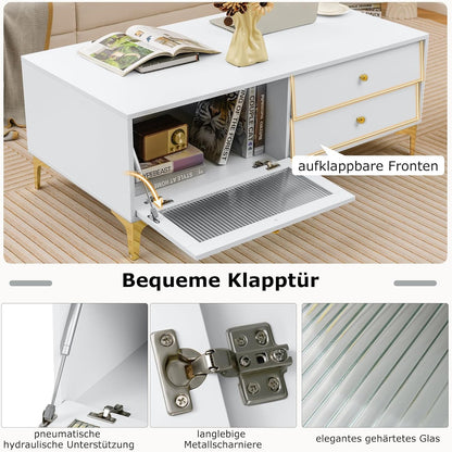 TV meubel – TV kast – TV stand – TV dressoir – Living room meubel – Voor 55 inch TV – Tempered glass vouwdeur – Metalen poten
