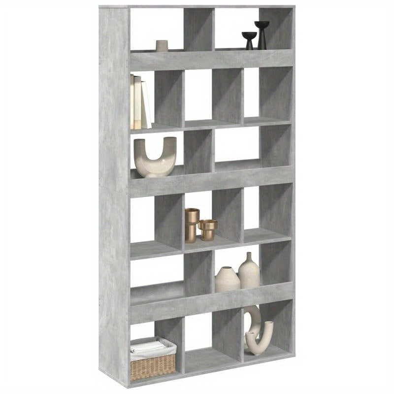 Ruimteverdeler – Kamerscherm – Scheidingswand – Bureauwand – Interieurafscheiding – Betongrijs – Hoogwaardig Hout – Compact Formaat 100x33x187,5 cm